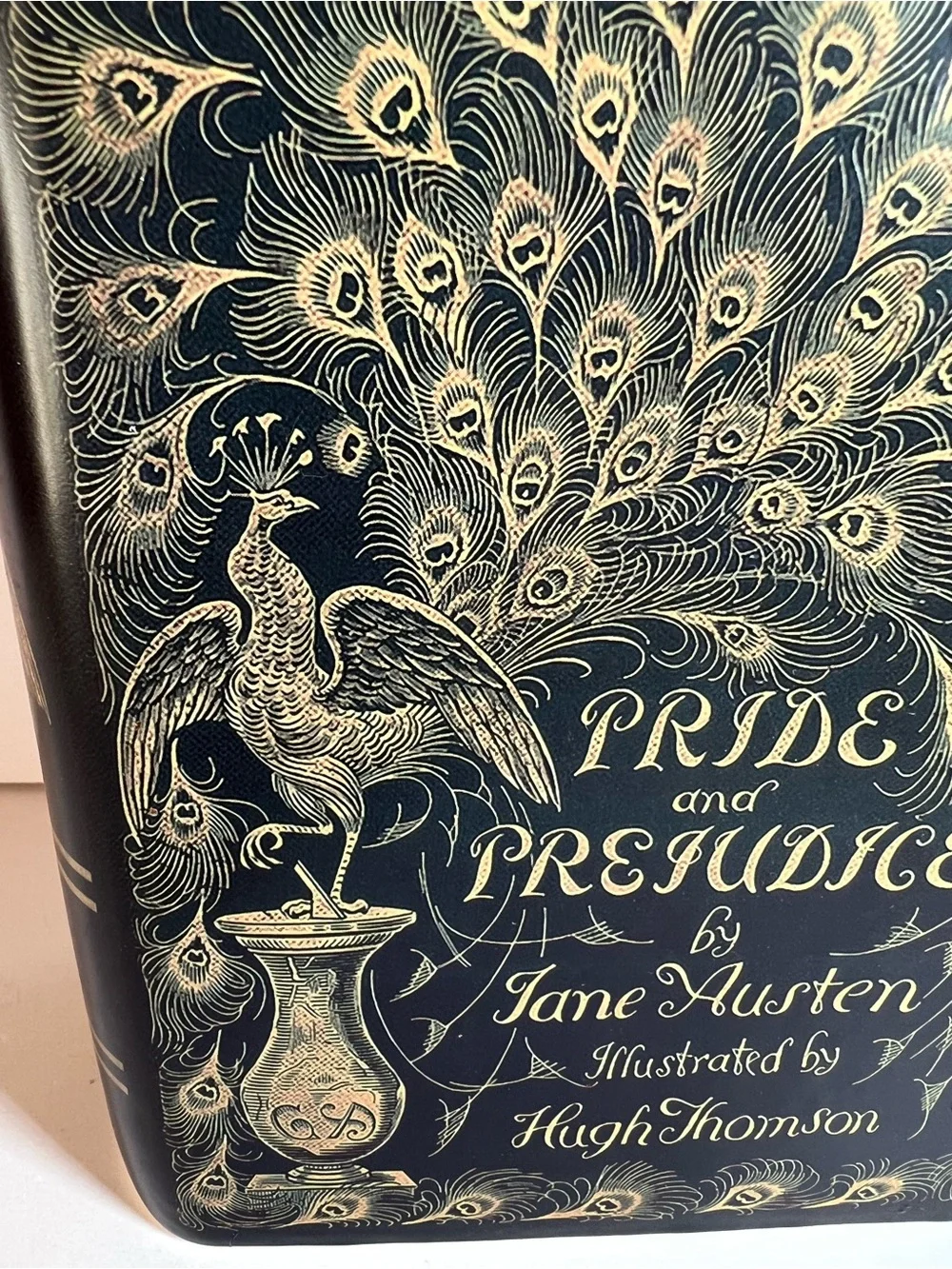 Pride and Prejudice Book Ceramic Vase in Black & Gold Peacock Image Jane Austen